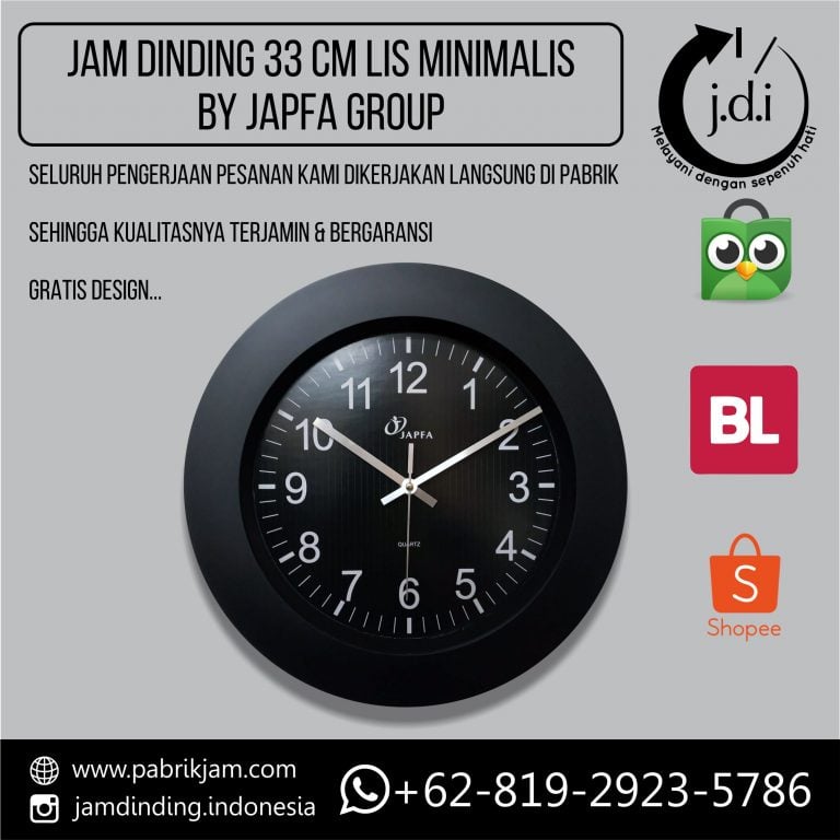 Jam dinding custom Japfa 33cm lis minimalis kualitas terjamin dari https://pabrikjam.com