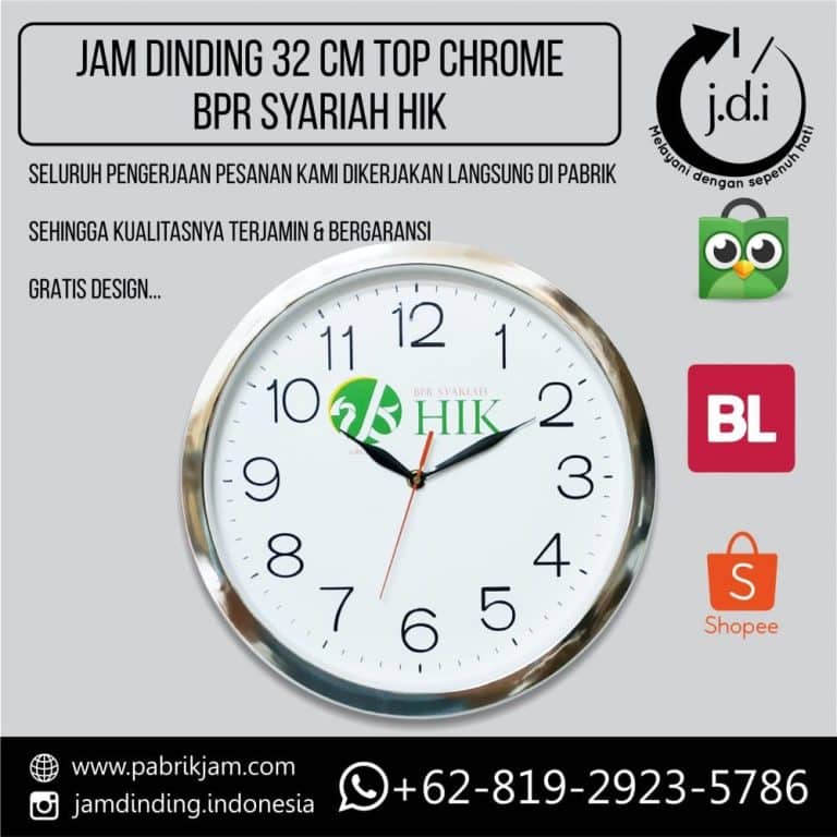 JAM DINDING PROMOSI 32 CM TOP CHROME BPR SYARIAH HIK