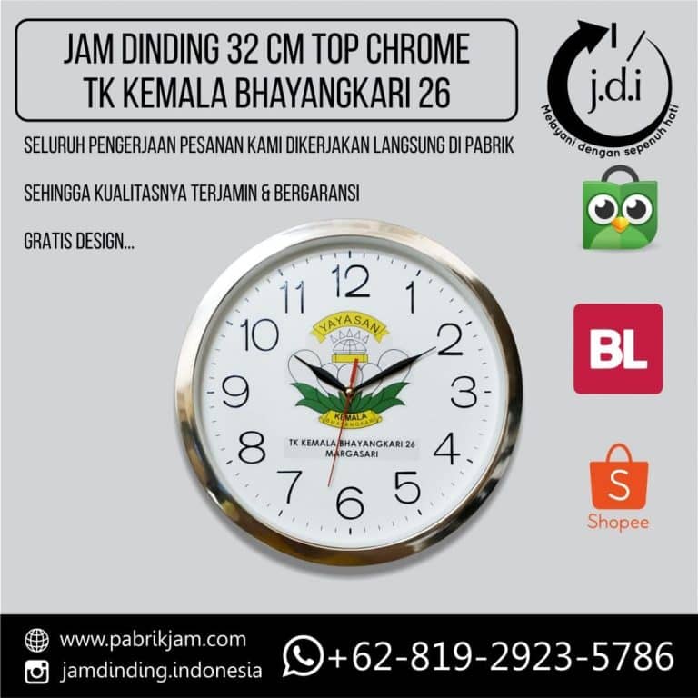 JAM DINDING PROMOSI 32 CM TOP CHROME TK KEMALASARI