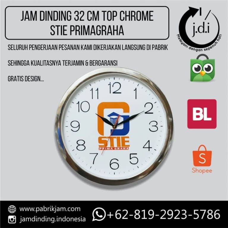 jam dinding STIE PRIMAGRAHA 32CM top chrome berkualitas https://pabrikjam.com