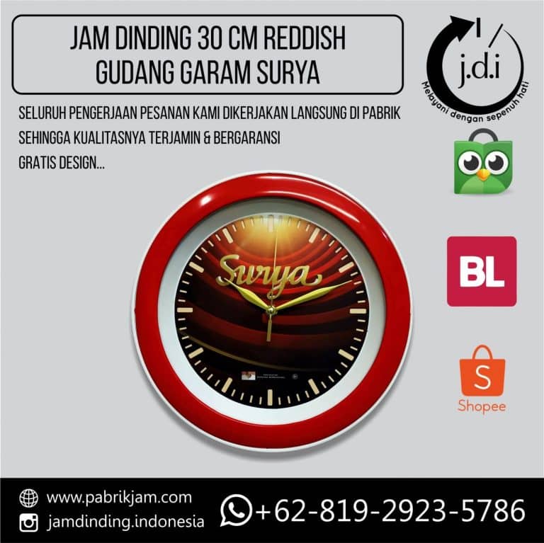 Jam Dinding Custom Gudang Garam Surya 30cm Merah untuk merchandise strategis dari https://pabrikjam.com