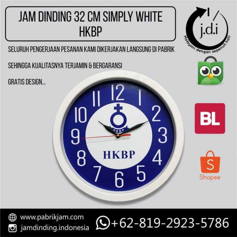 Souvenir Jam Dinding 32 cm Simply White HKBP