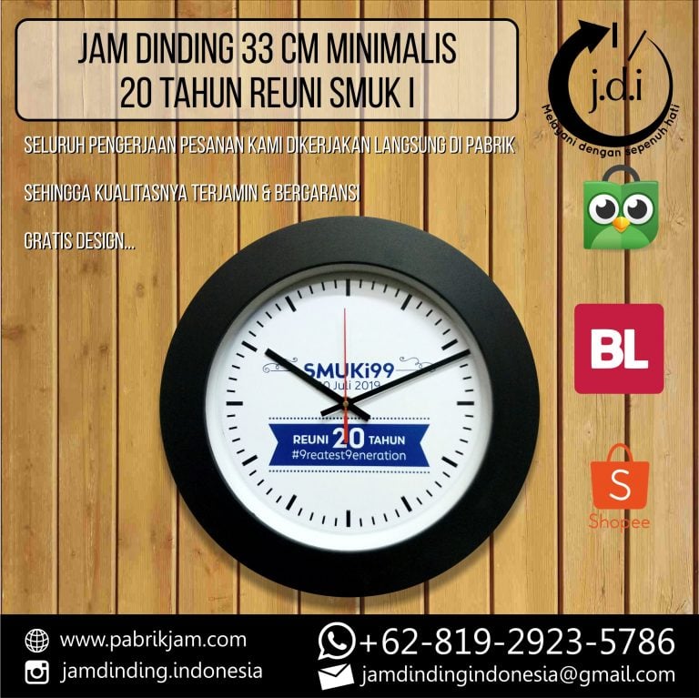 JAM DINDING PROMOSI 33 cm reuni smuki hitam