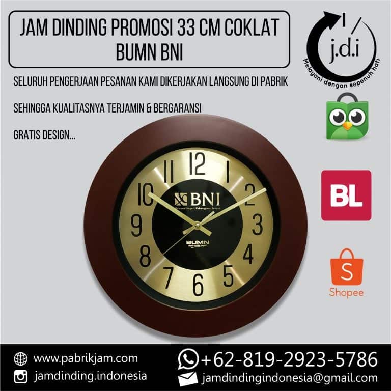 JAM DINDING PROMOSI 33 cm COKLAT BNI