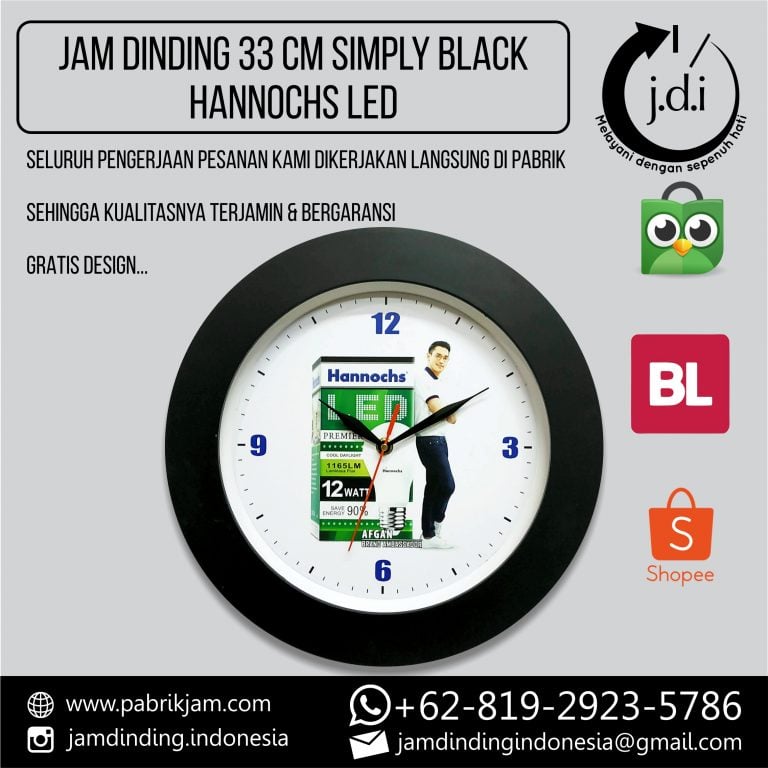 souvenir jam dinding custom led Hannochs 33cm custom color desain promosi AFGAN https://pabrikjam.com
