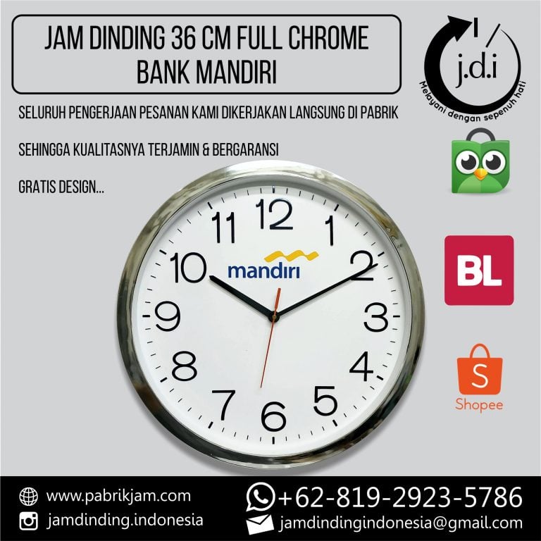 Jam Dinding Promosi 36 CM FULL CHROME Bank Mandiri
