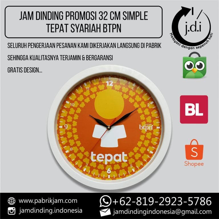JAM DINDING PROMOSI 32 CM SIMPLE TEPAT SYARIAH BTPN