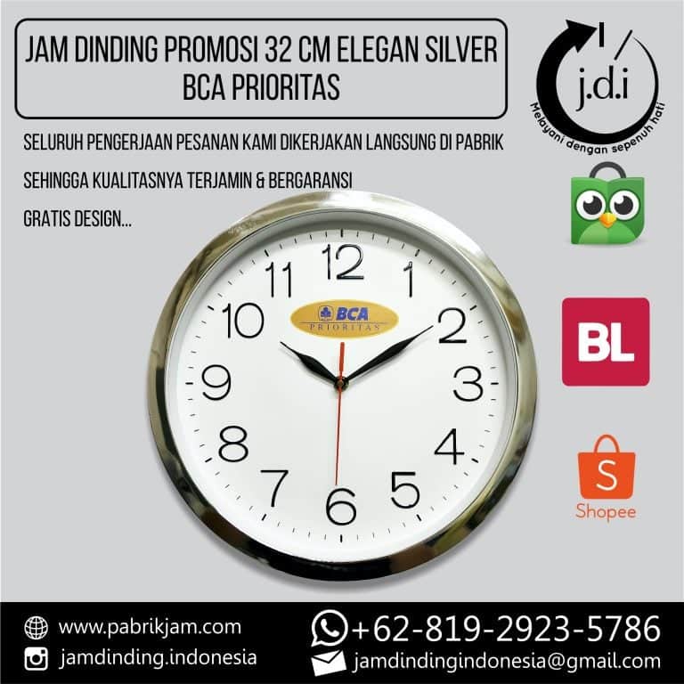 jam dinding custom BCA Prioritas 32cm Angka Timbul Chrome https://pabrikjam.com