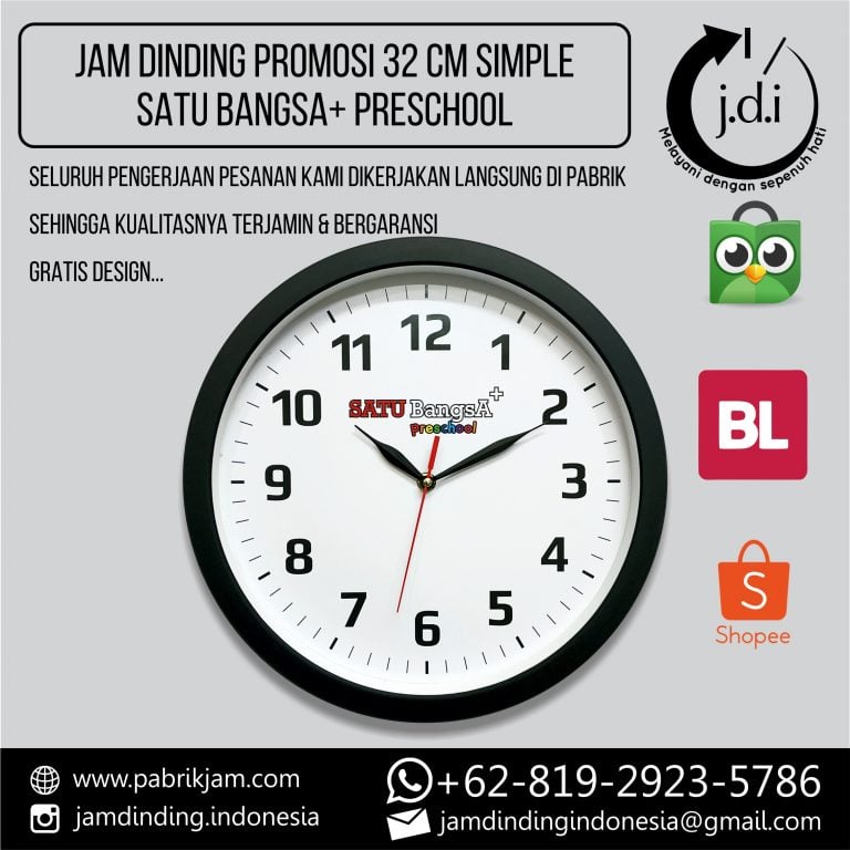 Jam Dinding Custom Satu Bangsa Preschool https://pabrikjam.com