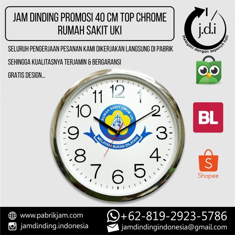 SOUVENIR JAM DINDING PROMOSI 40 CM TOP CHROME RUMAH SAKIT UMUM UKI / UNIVERSITAS KRISTEN INDONESIA