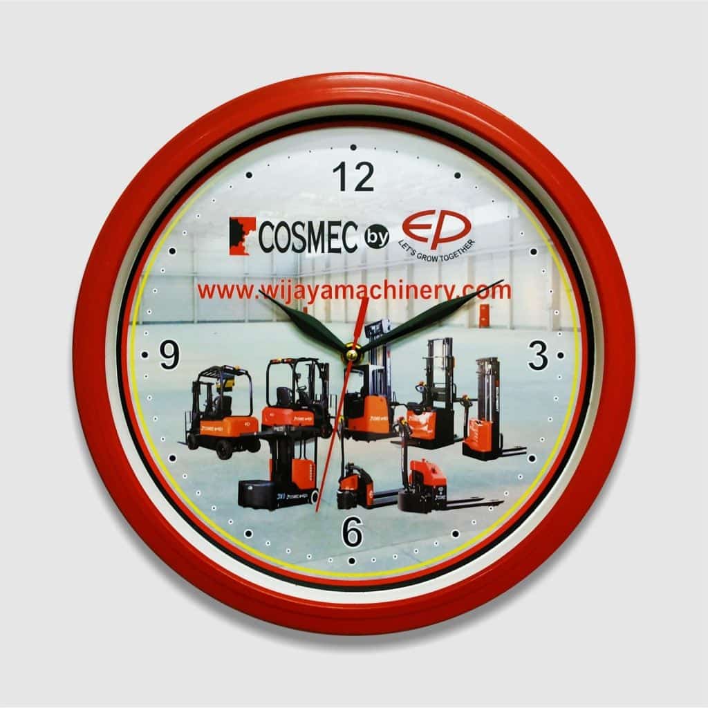 SOUVENIR JAM DINDING PROMOSI 30 MERAH COSMEC OLEH WIJAYA MACHINERY