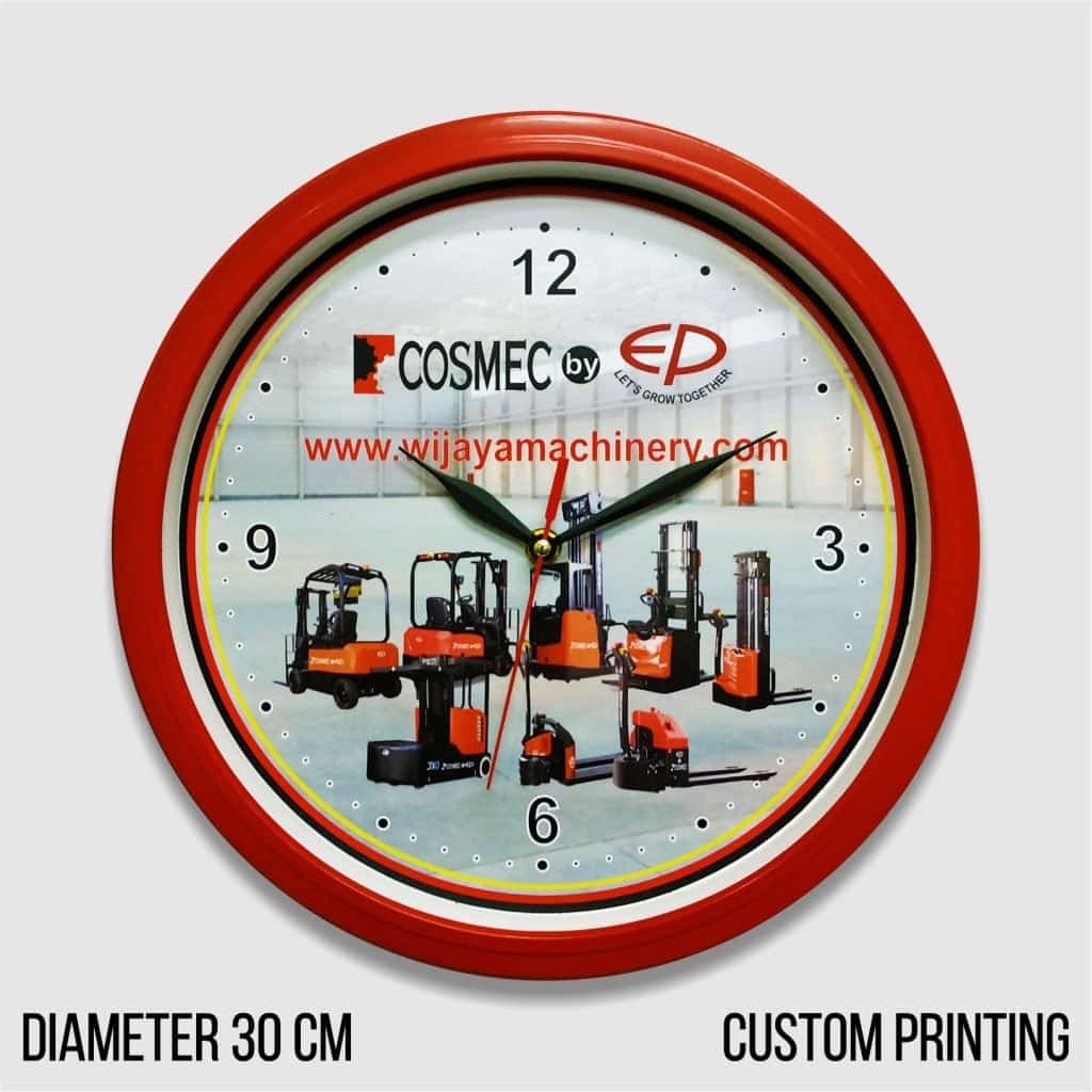 SOUVENIR JAM DINDING PROMOSI 30 MERAH COSMEC OLEH WIJAYA MACHINERY