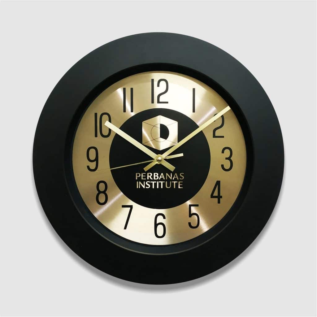 Jam Dinding Custom Jakarta 33cm untuk Perbanas, produksi dari https://pabrikjam.com.