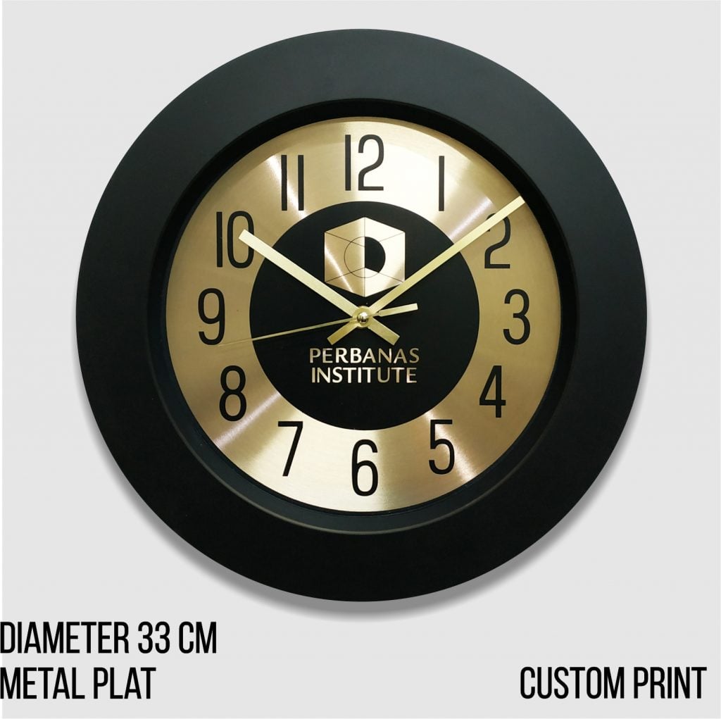 Merchandise Perusahaan berupa Jam Dinding Logo Perbanas 33cm, informasi di https://pabrikjam.com.