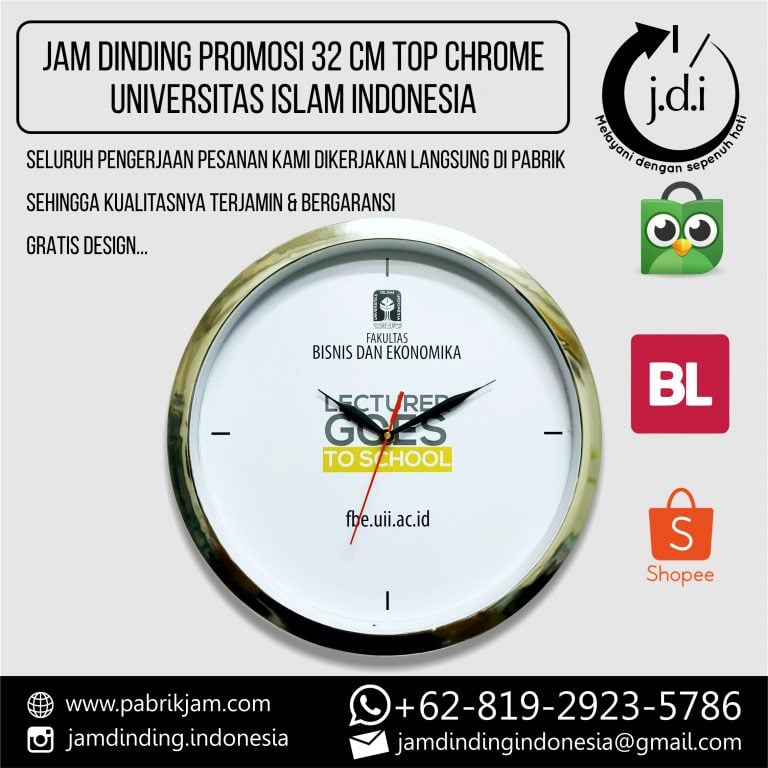 jam dinding UII 32cm top chrome Fakultas Bisnis Ekonomika program Lecturer Goes to School https://pabrikjam.com