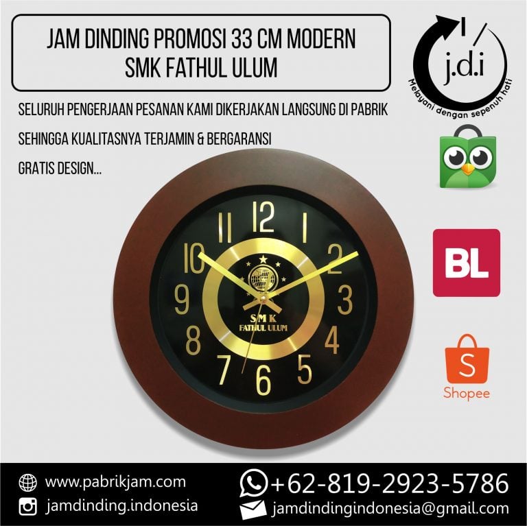Jam Dinding Custom Fathul Ulum 33cm Metal pesanan SMK Fathul Ulum dari https://pabrikjam.com