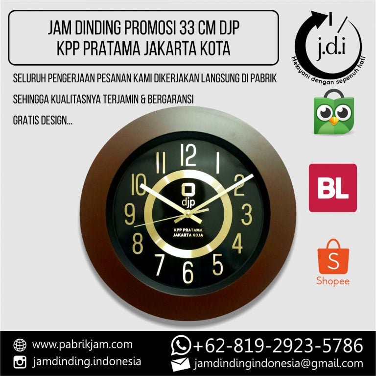 Souvenir Jam Dinding 33 CM DJP KPP PRATAMA JAKARTA KOTA dari https://pabrikjam.com