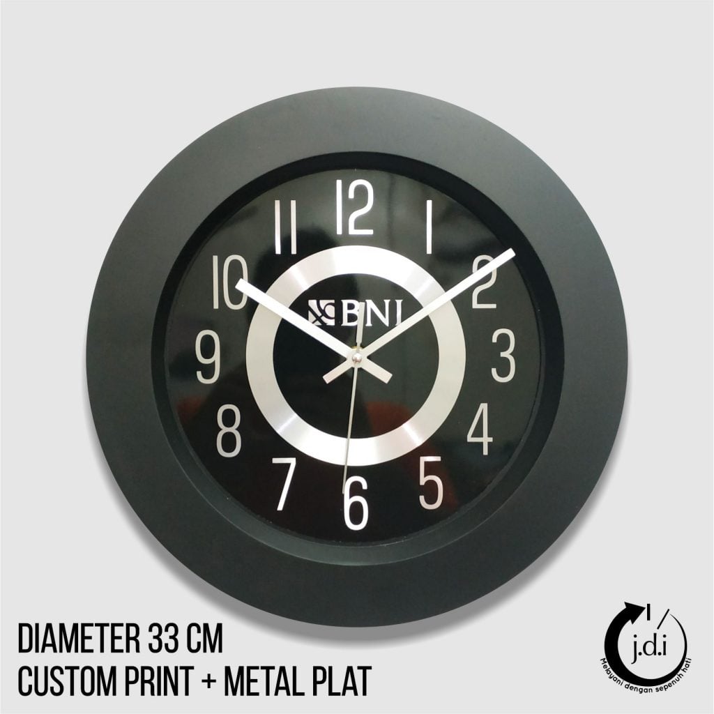 Jam Dinding Promosi BNI 33cm Metal Dial Lis Tebal untuk branding efektif dari https://pabrikjam.com
