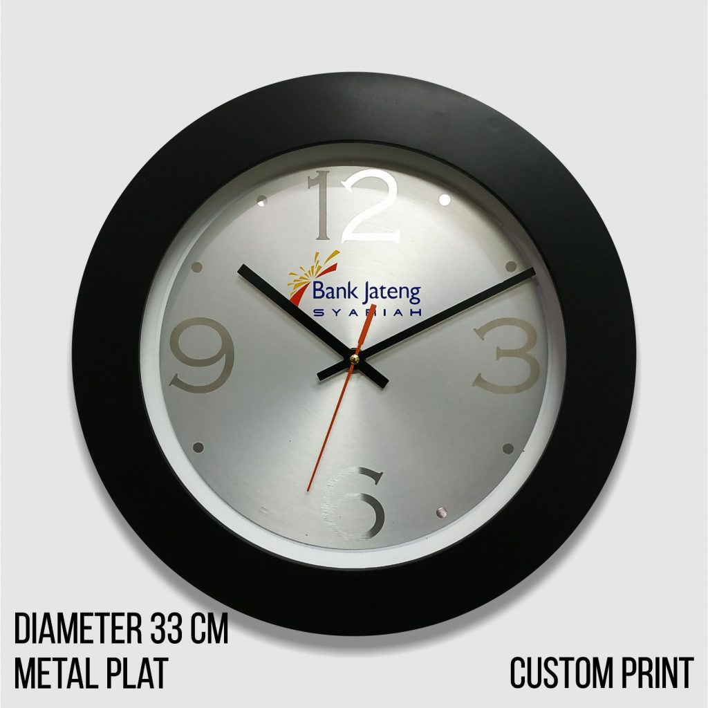 Cetak Jam Dinding Bank Jateng 33cm Metal untuk kebutuhan B2B di https://pabrikjam.com.
