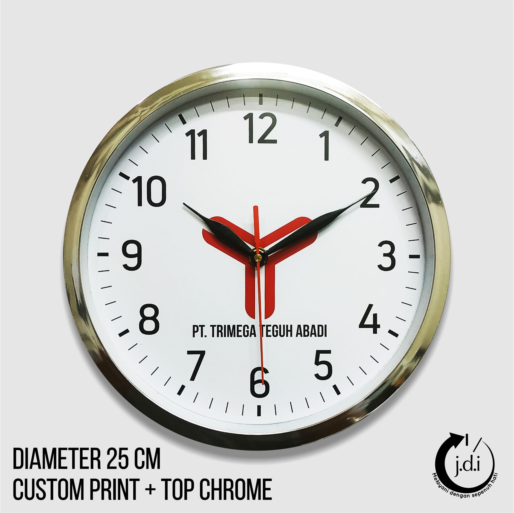Jam Dinding Promosi Trimega Teguh Abadi 25cm Chrome sebagai alat branding B2B yang efektif dari https://pabrikjam.com.