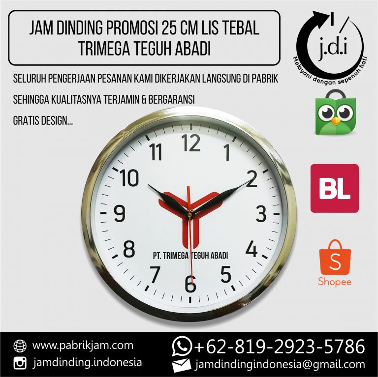 Souvenir Jam Dinding Trimega Teguh Abadi 25cm Chrome sebagai hadiah korporat eksklusif dari https://pabrikjam.com.