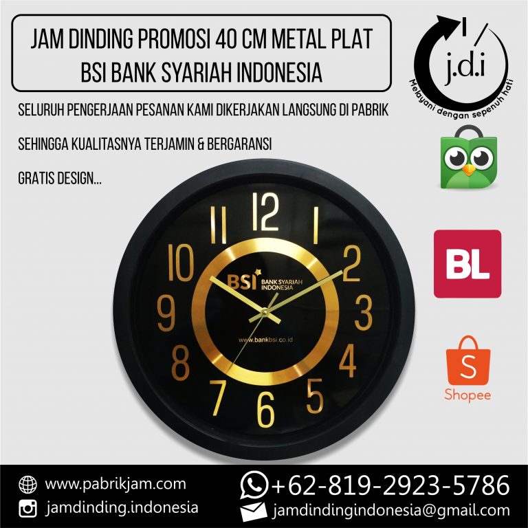 Souvenir Perusahaan BSI 40cm Metal Gold Hitam elegan dari pabrikjam.com.