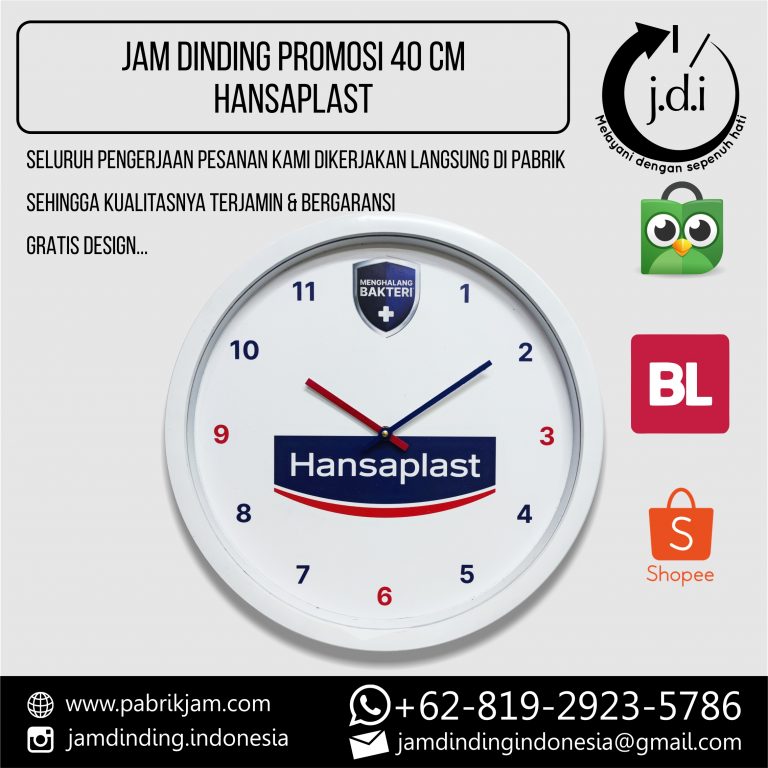 Jam Dinding Custom Hansaplast 40cm - https://pabrikjam.com