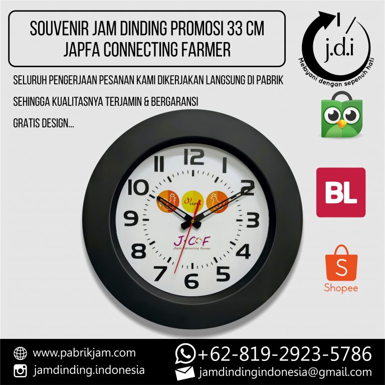 SOUVENIR JAM DINDING PROMOSI 33 CM JAPFA CONNECTING FARMER