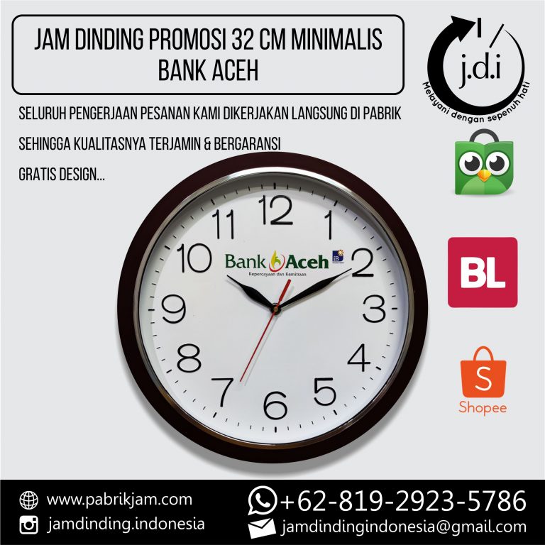 Jam dinding custom bank aceh 32cm promosi https://pabrikjam.com