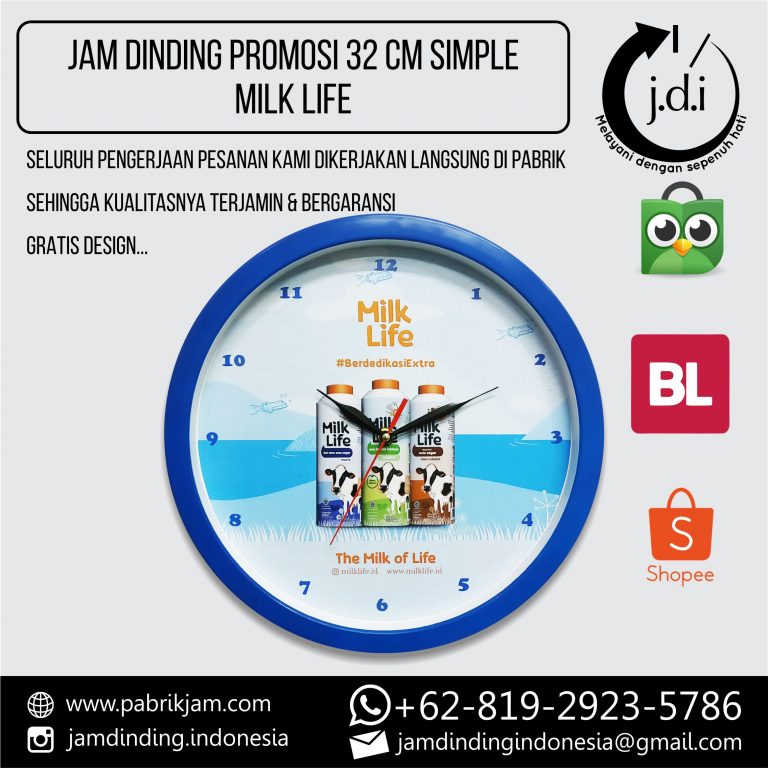 SOUVENIR MERCHANDISE JAM DINDING PROMOSI 32 CM MILK LIFE