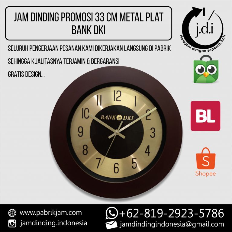 Jam Dinding Custom Bank DKI 33cm Metal Gold dari https://pabrikjam.com