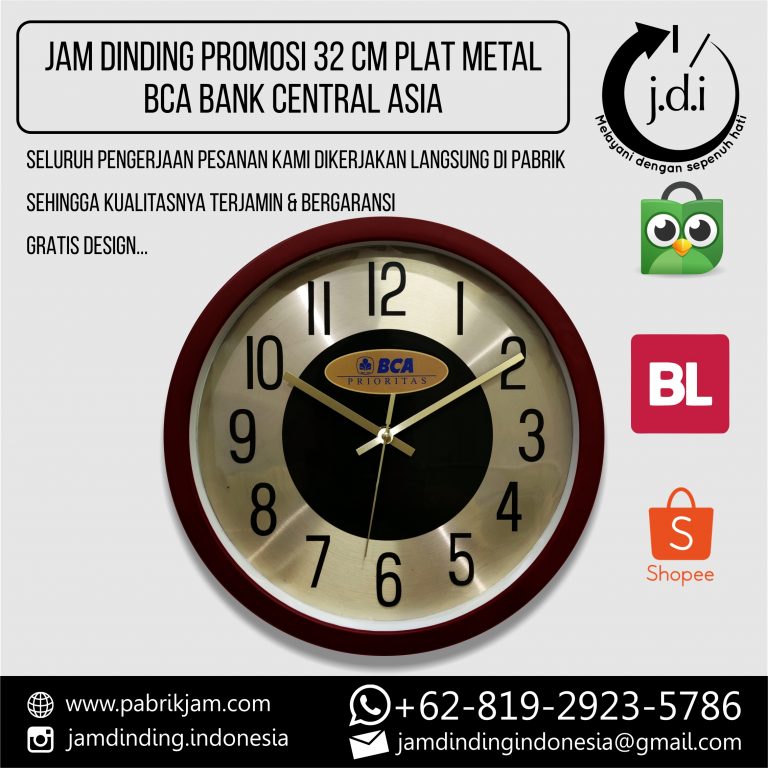 Jam Dinding Promosi BCA Prioritas 32cm Plat Metalik eksklusif dari https://pabrikjam.com.