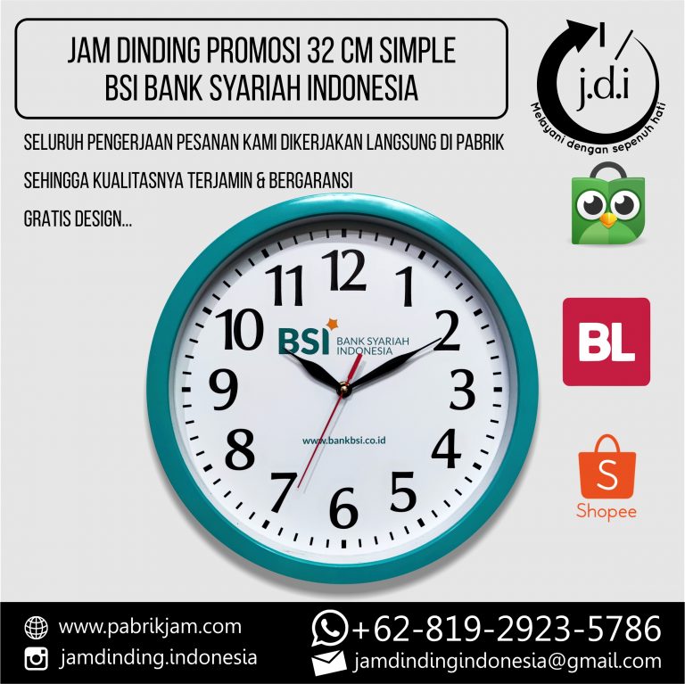 SOUVENIR MERCHANDISE JAM DINDING PROMOSI 32 CM SIMPLE BSI BANK SYARIAH INDONESIA