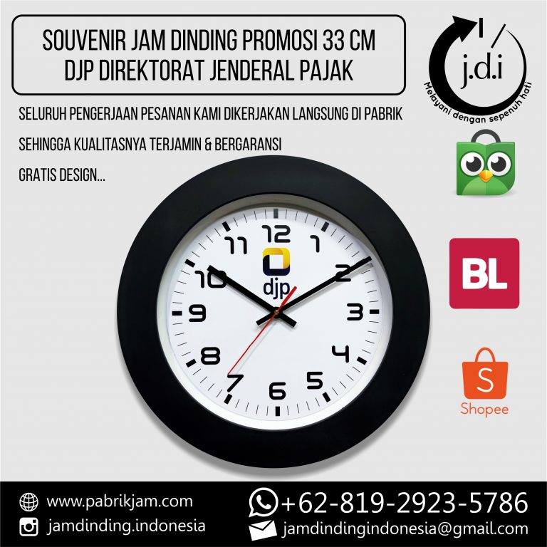 Souvenir Jam Dinding DJP 33cm berkualitas dari https://pabrikjam.com