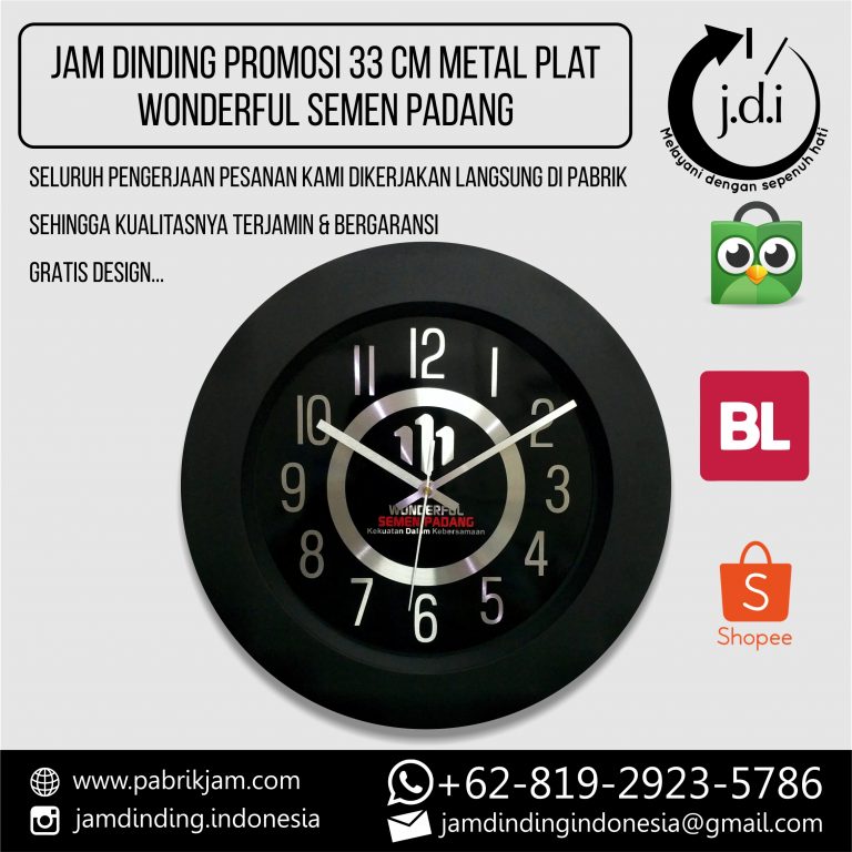 Jam Dinding Custom Semen Padang 33cm Metal dari https://pabrikjam.com