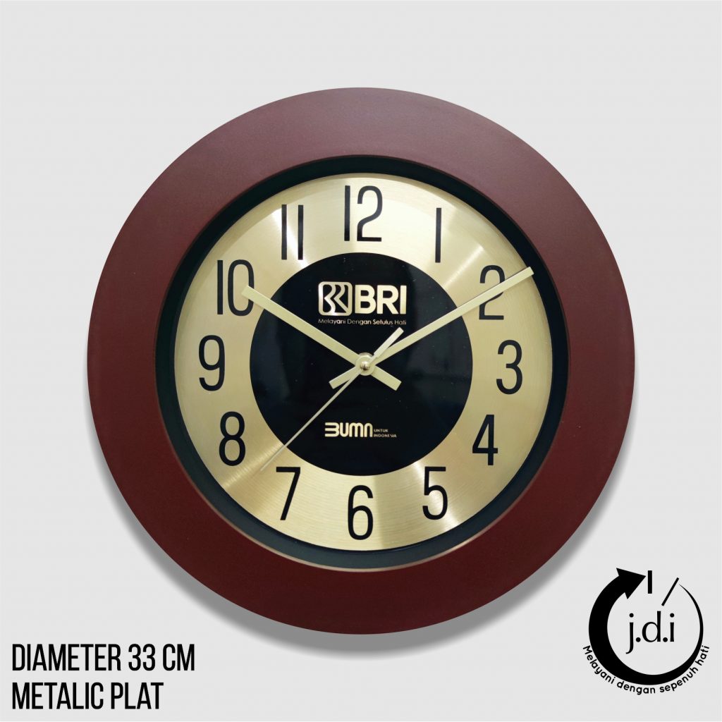 Jam Dinding Promosi 33 CM METAL PLAT BRI pesanan dari https://pabrikjam.com.