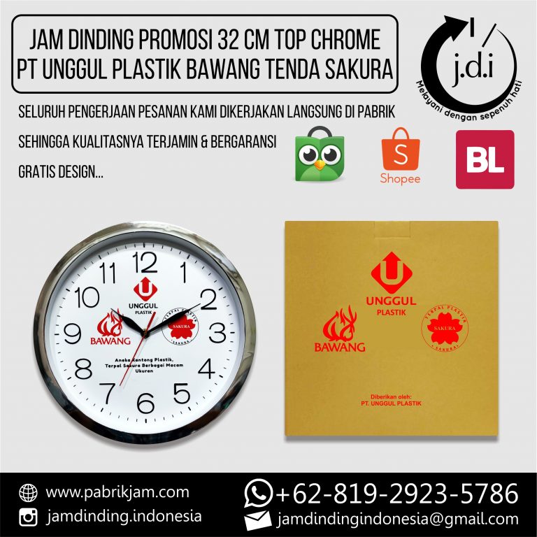 Jam Dinding Promosi Unggul Plastik 32CM Top Chrome PT Unggul Plastik - https://pabrikjam.com