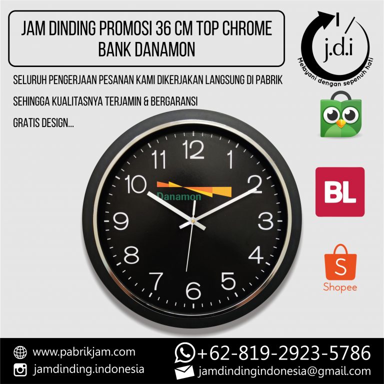 jam dinding Bank Danamon 36cm black lis tebal top chrome https://pabrikjam.com