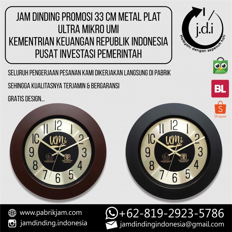 jam kemenkeu umi 33cm metal untuk program Pembiayaan Ultra Mikro PIP https://pabrikjam.com