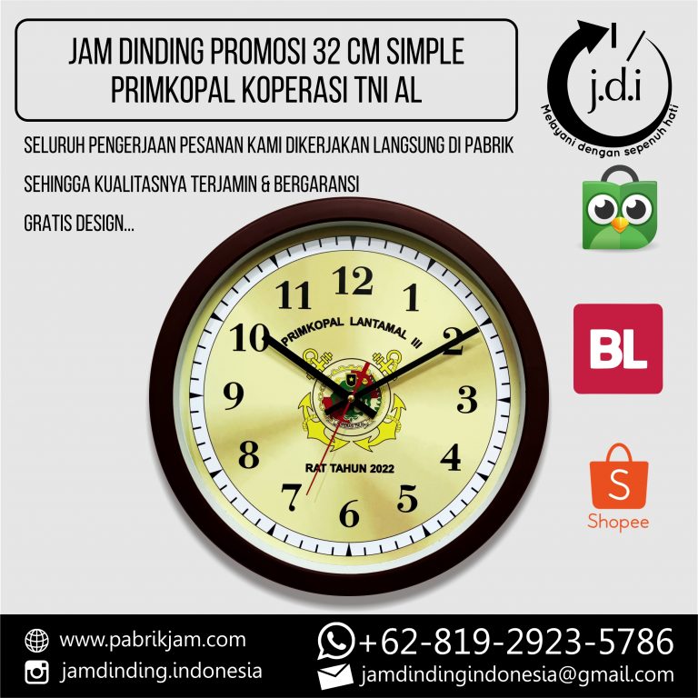 Jam dinding custom TNI AL PRIMKOPAL LANTAMAL III diameter 32cm custom print https://pabrikjam.com