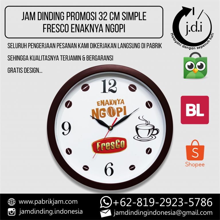 Souvenir Jam Dinding Fresco 32cm untuk promosi dari https://pabrikjam.com