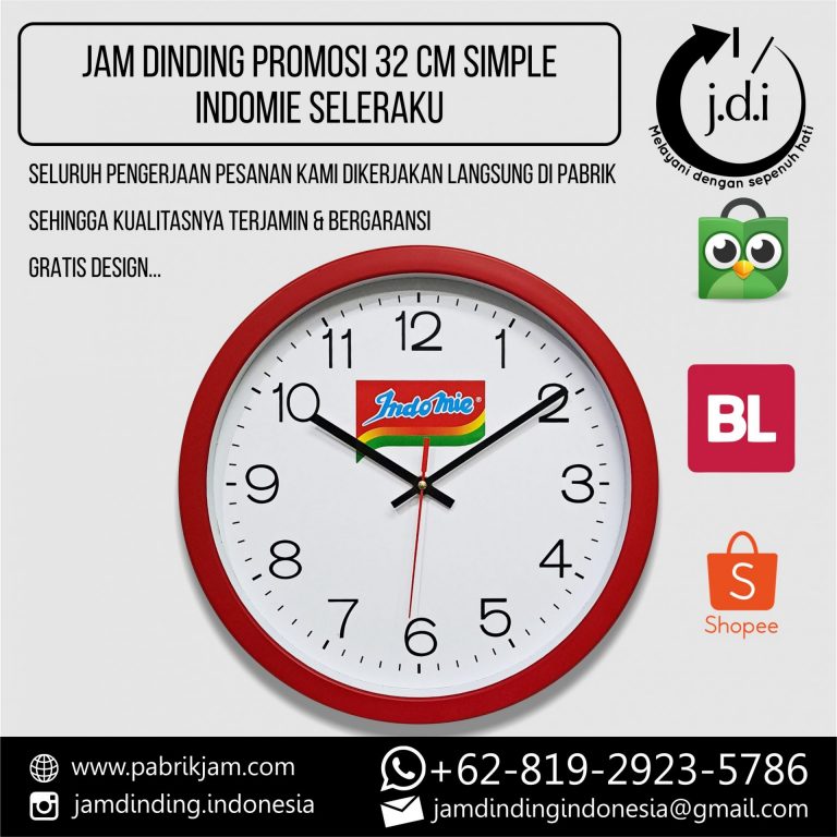 SOUVENIR MERCHANDISE JAM DINDING PROMOSI 32 CM SIMPLE INDOMIE SELERAKU