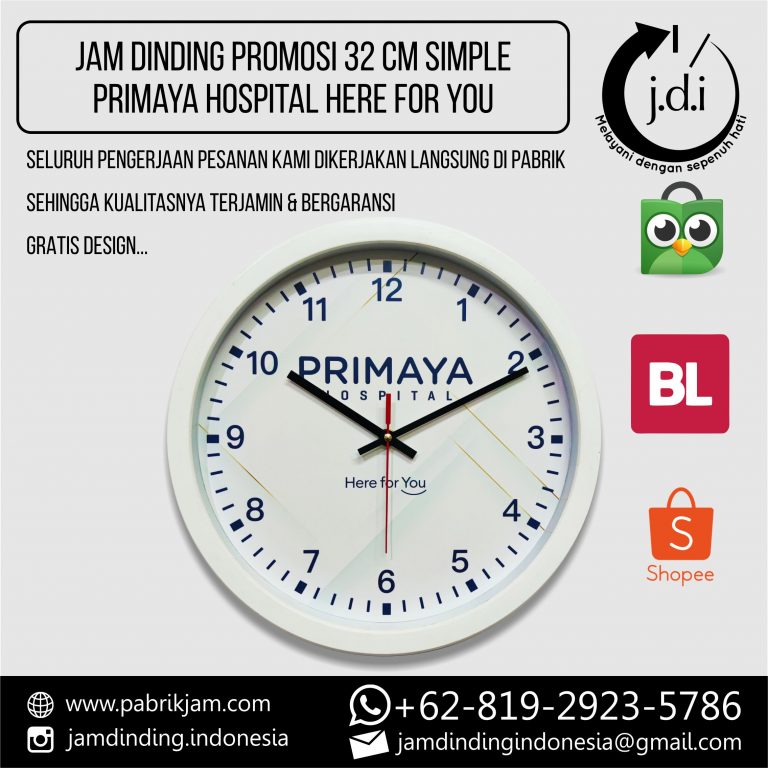 souvenir jam dinding custom RS PRIMAYA 32cm https://pabrikjam.com