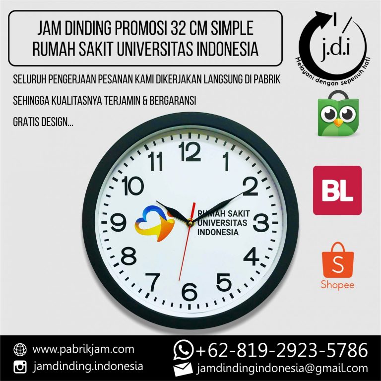 souvenir jam dinding RSUI 32cm custom color produksi berkualitas https://pabrikjam.com