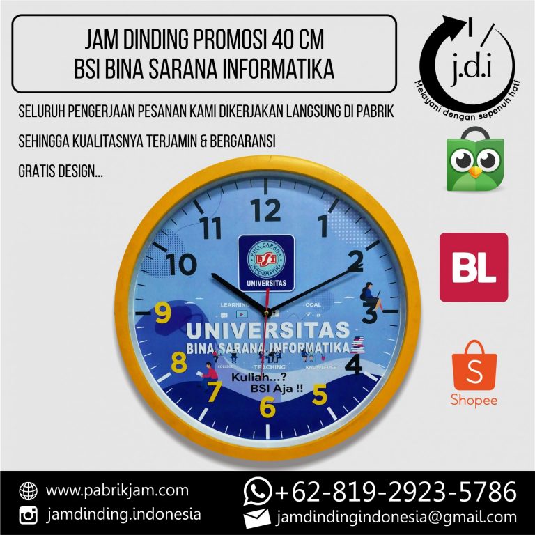 Jam Dinding Promosi 40 cm BSI Bina Sarana Informatika custom print https://pabrikjam.com