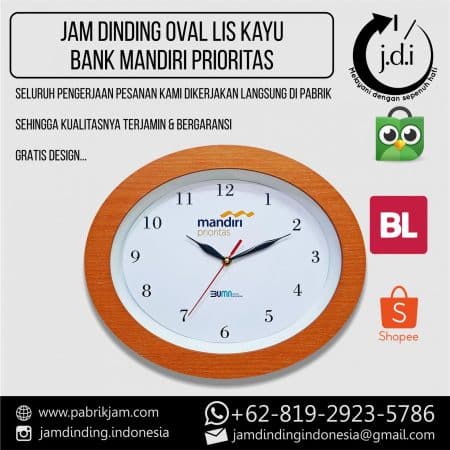 SOUVENIR MERCHANDISE JAM DINDING PROMOSI OVAL MANDIRI PRIORITAS