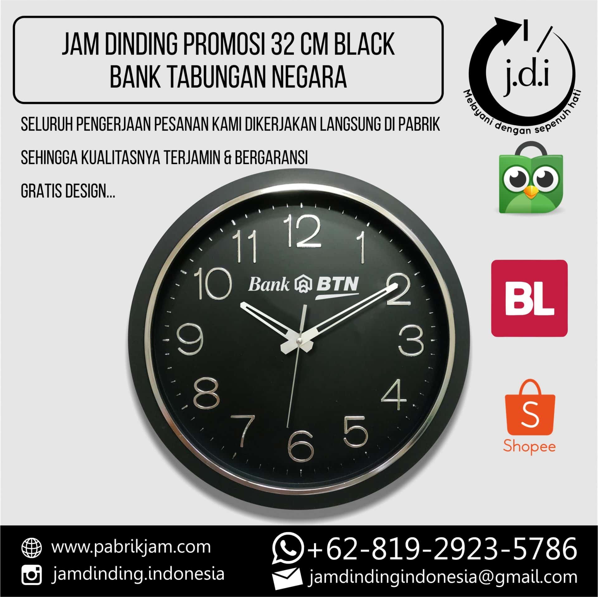 SOUVENIR MERCHANDISE JAM DINDING PROMOSI 32 CM ANGKA TIMBUL BTN BANK TABUNGAN NEGARA