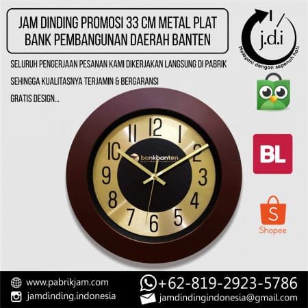 SOUVENIR MERCHANDISE JAM DINDING PROMOSI 33 CM METALIC PLAT BANK BANTEN BANK PEMBANGUNGAN DAERAH