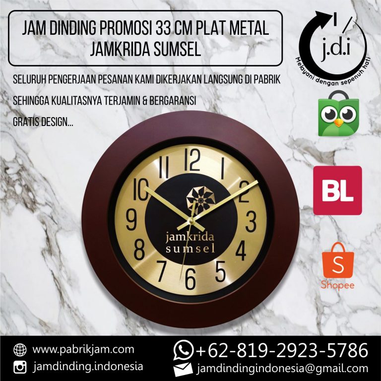 jam dinding custom jamkrida sumsel 33cm gold metal dial https://pabrikjam.com