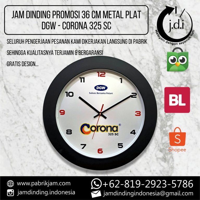 jam dinding dgw 36cm metal promosi eksklusif Corona 325 SC https://pabrikjam.com